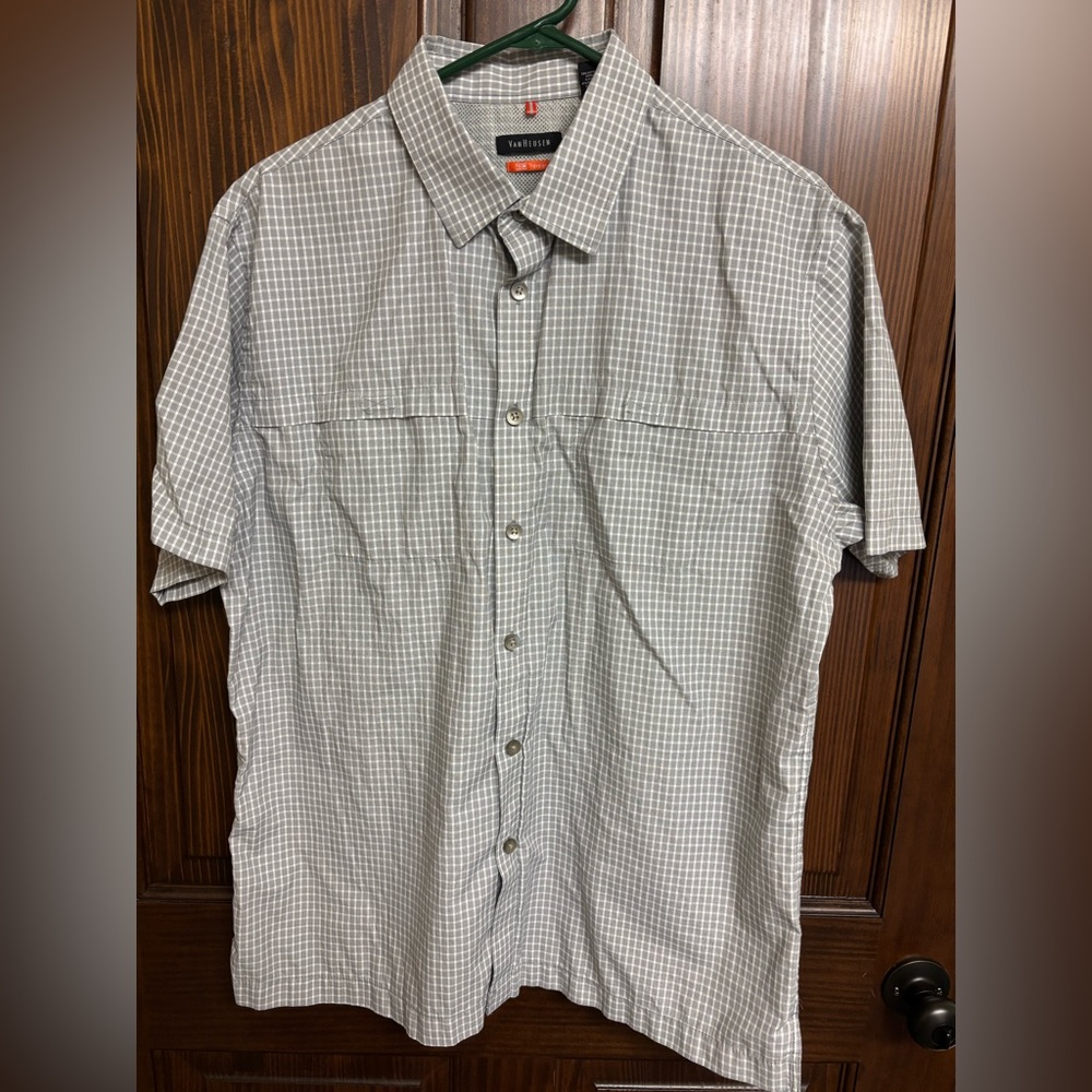 Van Heusen Traveller SS Shirts (3) - 16/16.5, Blue, Dk Blue, Gray - Cotton/Poly - Picture 2 of 13